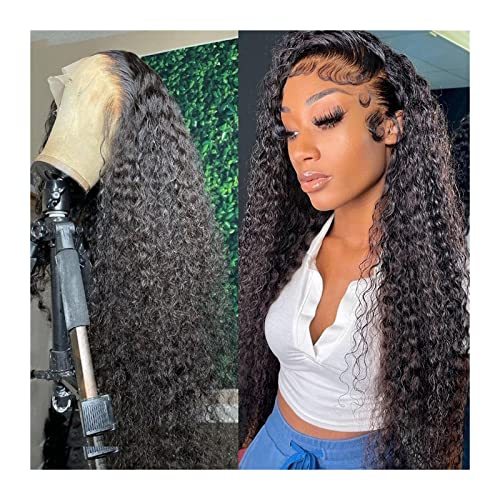 Perücken 8-40" Deep Wave Lace Front Perücke for Frauen 13 × 4 13 × 6 Brasilianische Echthaarperücke Glueless Curly Transparent Lace Frontal Perücke mit Babyhaar Perücken für Frauen ( Color : 13X6 lace von SUNESA