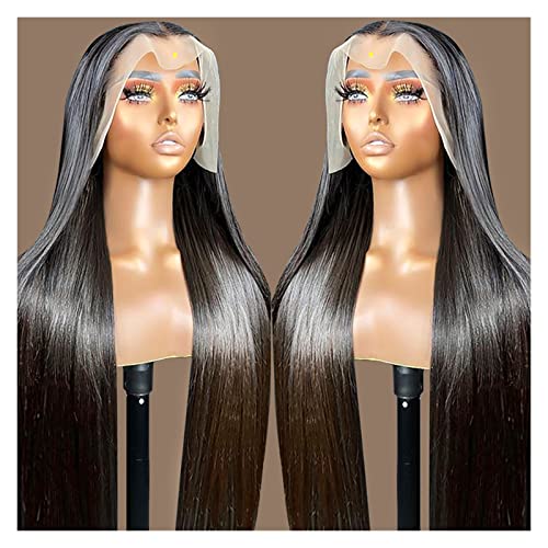 Perücken Knochen Gerade Echthaar Perücken 360 Transparente Spitze Frontal Perücke for Frauen Lace Front Echthaar Perücken Vorgezupfte Perücke Haarteile (Color : 13x6 Lace Wig, Size : 30inches) von SUNESA