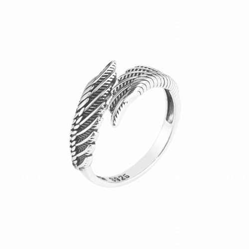 SUNYUHUI Engel Flügel S925 Sterling Silber Ring Sterling Silber Paar Ring, Silver von SUNYUHUI