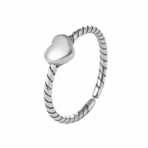 SUNYUHUI Minimal Fried Dough Twists Liebesring S925 Sterling Silber Antik Silber Ring Armband, Silver von SUNYUHUI