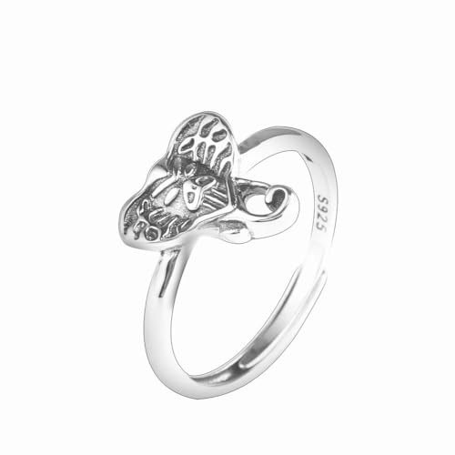 SUNYUHUI S925 Sterling Silber Thai Silber Elefant Ring Personalisierte Plain Silber Einstellbare Ring Schmuck, Silver von SUNYUHUI