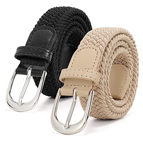 SUOSDEY 2 Stück gewebter elastischer Kindergürtel für Jungen Mädchen, 2.5 cm breite schwarz beige SUOSDEY 2 Stück gewebter elastischer Kindergürtel für Jungen Mädchen, 2.5 cm breite schwarz beige von SUOSDEY