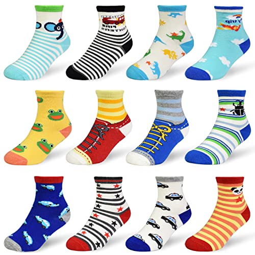 SUOSDEY Anti Rutsch Socken Kinder -12 Paar ABS Rutschfeste Socken Baumwolle StopperSocken Kinder Antirutsch Socken für 3-5 Jahre Jungen Kinder von SUOSDEY