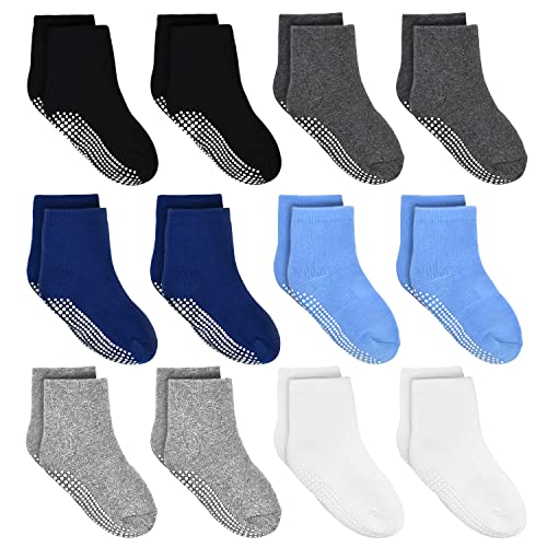 SUOSDEY Stoppersocken Kinder 12 Paar Rutschfeste Socken Baumwolle Antirutschsocken Kinder ABS Rutschfeste Socken für 5-7 Jahre von SUOSDEY