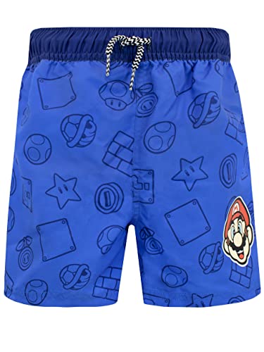 SUPER MARIO BROS Jungen Spielen Badehose Blau 116 von Super Mario