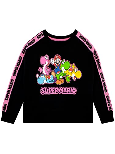 SUPER MARIO BROS Mädchen Spielen Sweatshirt Cropped Pullover mit Langen Ärmeln für Kinder 152 Schwarz von Super Mario