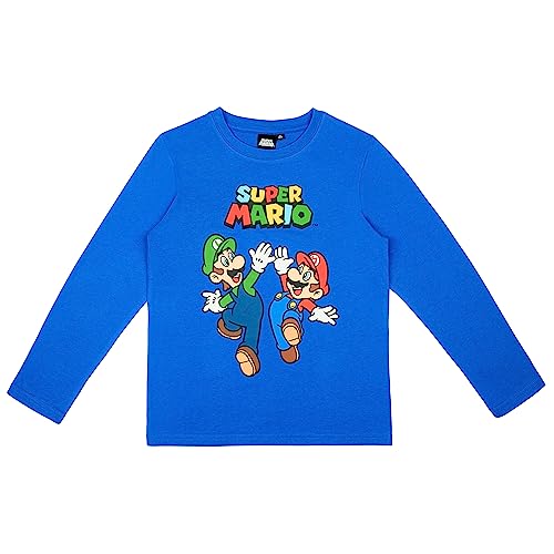 SUPER MARIO Langarmshirt Jungen Mädchen (as3, Numeric, Numeric_104, Regular, Blau 2) von Super Mario