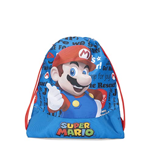 SUPERMARIO - Rucksack für Mädchen und Kinder mit Kordelzug und Anti-Schlag-System, geeignet als Sporttasche und Kindergarten - Rucksack für Mädchen, nützlich als Schulrucksack und Free-Time, 35 x 42 von Super Mario