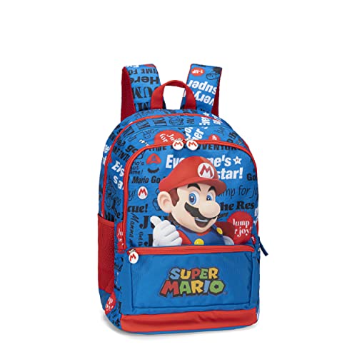 SUPERMARIO - Rucksack für Mittelschule, Grundschule für Kinder und Jugendliche, mit gepolstertem und verstärktem Rücken, verstellbaren Schultergurten und Hauptfach + Fronttasche mit Reißverschluss, 32 von SUPERMARIO