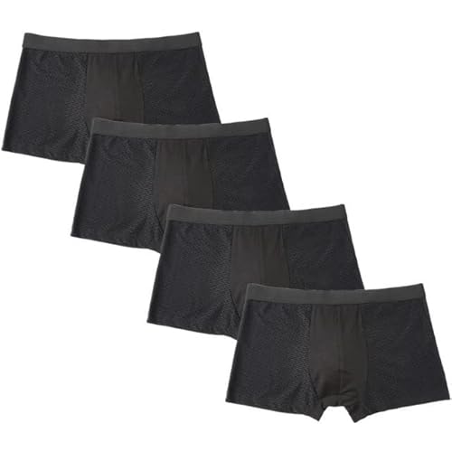 SUPERCH 4 Teile/los Unterwäsche Mann Atmungsaktive Mesh Seide Männer Boxer Vier Ecken Shorts Herren Unterhose Höschen Boxer Plus Größe Boxer-schwarz-5XL von SUPERCH