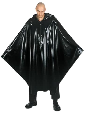 SUPERCH Latexstrumpfhose Herren Cape Latexcape Latexschal mit Kapuze Schwarz von SUPERCH