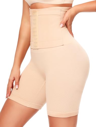 SURE YOU LIKE Taillenformer Shapewear Damen Miederpant Damen Bauchweg Unterhose Mit Korsett Body Figurenformender Mit Taillengürtel Trainer, Beige, M/L von SURE YOU LIKE