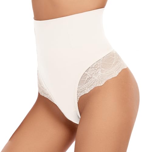 SURE YOU LIKE Bauchweg Unterhose Damen Tanga Shapewear Miederhose Mittler Taille Bauch Weg Bauchkontrolle Unterwäsche Tanga Slips, Weiß, S von SURE YOU LIKE