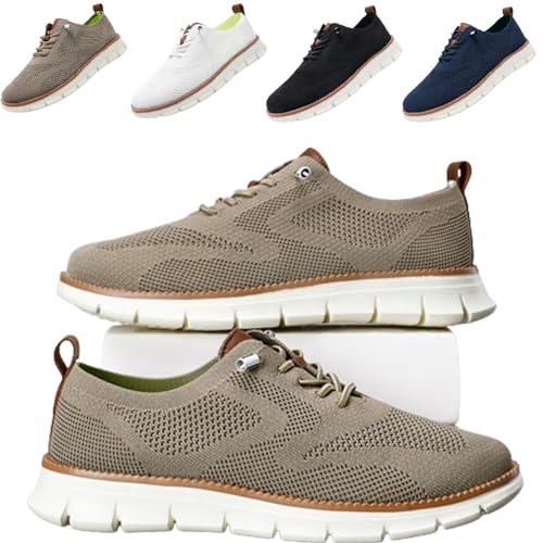 SUSUMZ Wearbreeze-Schuhe für Herren, Bootsschuhe zum Hineinschlüpfen mit Fußgewölbeunterstützung, Business-Oxfords für Freizeitkleidung, Bequeme Mesh-Wanderschuhe, leichte weiche Sohle (39,Grau) von SUSUMZ