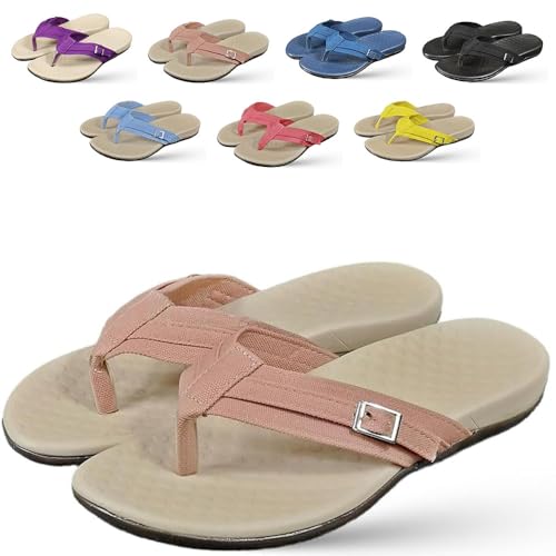 Sommersandalen, Sandalen Damen Flip Flop, 2024 Neue Damen-Flip-Flops mit Fußgewölbeunterstützung, bequeme weiche Kissen-Walking-Sandalen, bequeme Sandalen mit Fußgewölbeunterstützung (38EU,Rosa) von SUSUMZ