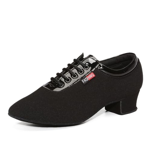 SWDZM Tanzschuhe Damen Latein Geschlossen Salsa Tango Moderne Gesellschaftstanzschuhe,Schwarz,Ferse 3.5cm,Geteilte Wildledersohle,36.5EU von SWDZM