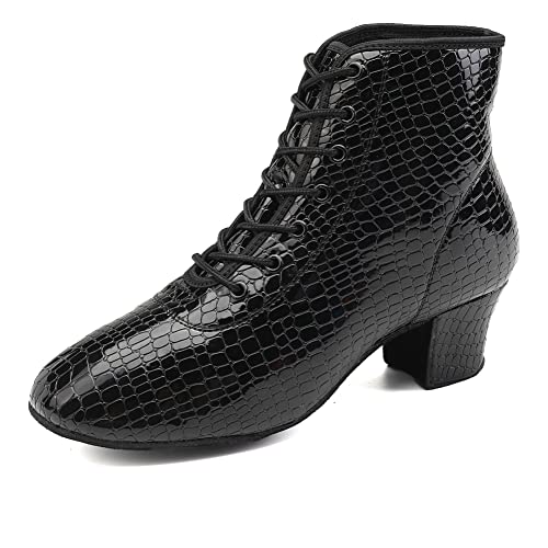 SWDZM Tanzschuhe Damen Latein Geschlossene Salsa Tango Moderne Ballsaal Leistung Schuhe Trainingsschuhe,RYSTWGB,Black,Ferse 5cm,Vollsohle aus Wildleder,38EU von SWDZM