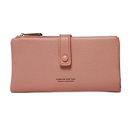 SWECOMZE Geldbörse Damen, Portemonnaie Damen PU-Leder Geldbeutel für Frauen groß mit 22 Kartenfächern Women Wallet (Pink) von SWECOMZE