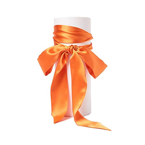SWECOMZE Satin-Schärpe Gürtel Damen Hochzeit Bogen Band Schal Krawatte (Orange) von SWECOMZE