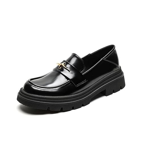 Loafer Damen Mokassins Geschlossener Zehen Halbschuhe Elegante Slip-on Plateau Schuhe für Frauen (41,Schwarz 2) von SWZEC