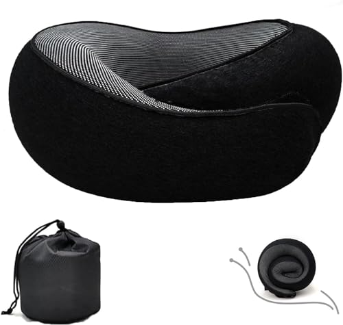 Neck Support Pillow for Travel Reisekissen für Flugzeug Flyhugz Wander Plus Memory Foam-Nackenkissen (Schwarz) von SWZEC