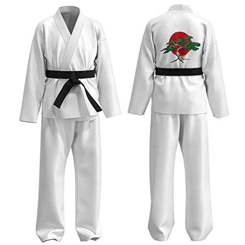 SXSHUN Karateanzug Kinder Judoanzug Jungen Mädchen Taekwondo Anzug mit Schwarzem Gürtel Professionelle Kampfsportanzug für Anfänger, Weiß, 146 von SXSHUN