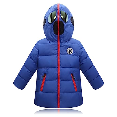 SXSHUN Kinder Jungen Winterjacke mit Brille Wintermantel mit Kapuze Warme Jacke Langarm Outdoorjacke Winter Steppjacke, Blau, 134-140 von SXSHUN