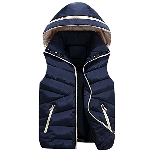 SXSHUN Weste Mädchen Steppweste Kinder Daunenweste mit Kapuze Outdoor Jacke Winddichte Kappuzenjacke, Dunkelblau, 146 von SXSHUN