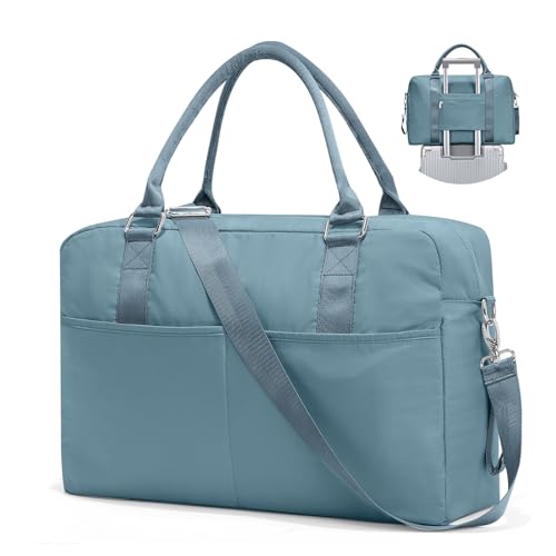 Reisetasche für Damen, Übernachtungstasche mit Nassfach und Trolleyhülle, Tragetasche, Sporttasche, Sporttasche, ZZ-Blau, 1 x Reisetasche von SYCNB