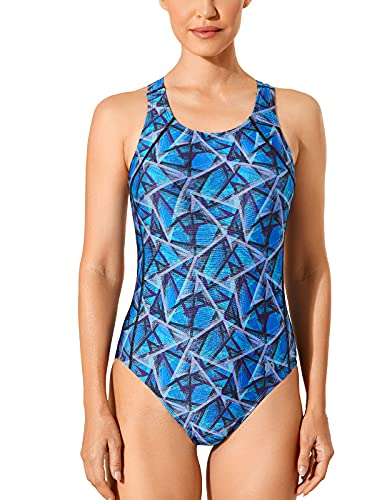 SYROKAN Damen Sport Badeanzug Einteiler One Piece B-H Cup Racerback Bademode Blaue Nacht 90D von SYROKAN