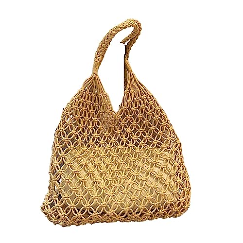 Mode Weibliche Kupplung Leichte Mesh Aushöhlen Unterarm Tasche Weben Große Tasche for Frauen Strand Urlaub Strandtasche (Color : Khaki, Size : One size) von SYT-MD