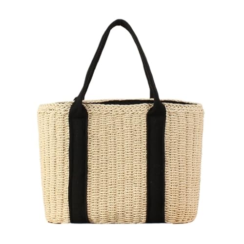 SYT-MD Strohtasche, Strand-Tragetaschen for Damen, Sommertasche, große Kapazität, Urlaubstasche, Stroh-Tragetasche, gewebte Strandtasche, Tragetasche(Color:Beige) von SYT-MD