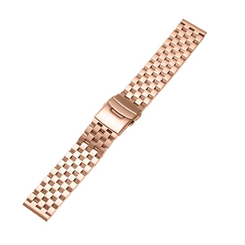 Uhrenarmband 18 mm 20 mm 22 mm 24 mm Armband aus massivem Edelstahl mit flacher Schnittstelle, Ersatzarmband (Color : Rose gold, Size : 18mm) von SYT-MD