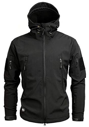 Taktische Militärjacke, warm, Fleece, lange Ärmel, mit Kapuze, Camouflage, wasserdicht, für Camping, Jagd, Angeln, Outdoor, Jacke mit Kapuze Gr. XXL, Schwarz Taktische Militärjacke, warm, Fleece, lange Ärmel, mit Kapuze, Camouflage, wasserdicht, für Camping, Jagd, Angeln, Outdoor, Jacke mit Kapuze Gr. XXL, Schwarz von SZAWSL