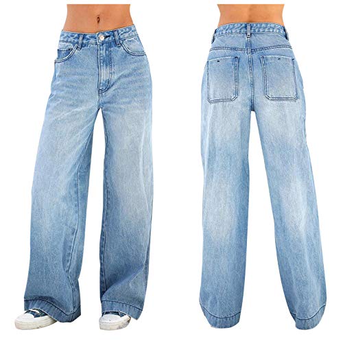 Damen Cargohose Baggy Low Waist Cargo Jeans Gerade Breites Bein Denim Hosen Y2k Aesthetic Vintage Jeanshosen 90er Streetwear Jeanshose Straight Leg Pants Loose Fit Boyfriend Pants von SZFRYEU