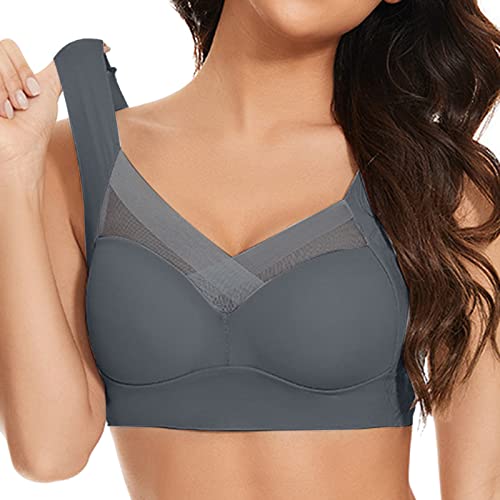 SZFRYEU Wmbra Haltungskorrektur BH Damen Nahtlos Spitzen BH ohne Bügel Weicher Damen Push-Up BH Gepolstert Ultra leicht Push-Up BH Gepolstert Bügelloser Bustier für Schlafen Yoga (Dunkelblau, L) von SZFRYEU