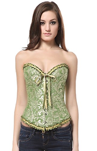 Ivy Shi Damen Vollbrust Corsage Korsett Top Gothic Vintage Corsagen Bustier Corsette- Gr. 36 (L), Grün von SZIVYSHI