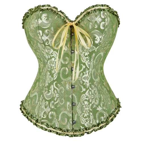 Ivy Shi Damen Vollbrust Corsage Korsett Top Gothic Vintage Corsagen Bustier Corsette- Gr. 38 (XL), Grün von SZIVYSHI