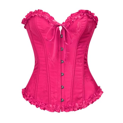 SZIVYSHI Damen Überbrustkorsett mit Sweetheart-Schnürung, Kunststoffknochen, Bustier-Top, Rose Red 1, 32 von SZIVYSHI