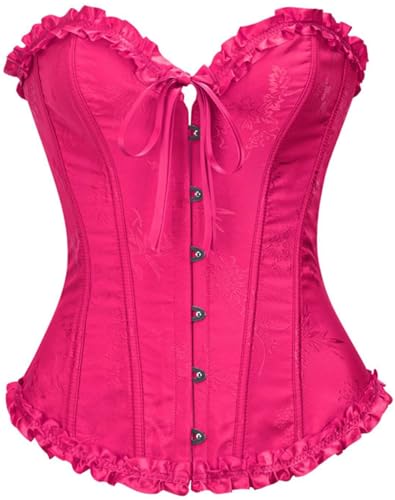 SZIVYSHI Damen Überbrustkorsett mit Sweetheart-Schnürung, Kunststoffknochen, Bustier-Top, Rose Red 1, 36 von SZIVYSHI