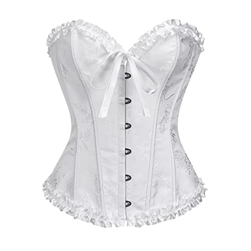 SZIVYSHI Damen Überbrustkorsett mit Sweetheart-Schnürung, Kunststoffknochen, Bustier-Top, Weiß (1), 32 von SZIVYSHI