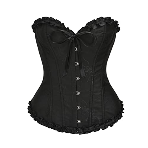 SZIVYSHI Damen Überbrustkorsett mit Sweetheart-Schnürung, Kunststoffknochen, Bustier-Top, schwarz 2, 32 von SZIVYSHI