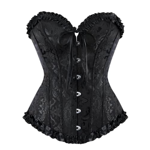 SZIVYSHI Damen Vollbrust Corsage Korsett Top Gothic Vintage Corsagen Bustier Corsette, Schwarz,XL von SZIVYSHI