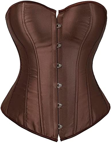 SZIVYSHI Sexy Damen Korsett Corsage Braun, perfekt für Steampunk, Gothic, Piraten Kostüm Outfits Corset - Große XL von SZIVYSHI