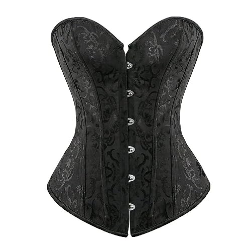 SZIVYSHI Sexy Damen Korsett Corsage Schwarz, perfekt für Steampunk, Gothic, Piraten Kostüm Outfits Corset - Große XL von SZIVYSHI