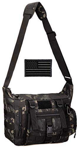 SaYoc Taktische Messenger Bag Herren Militär Sling Schultertasche, Outdoor Tasche, Outdoor Kissen Aufbewahrungstasche, Militär Messenger Bag, Schwarz-Camo von SaYoc