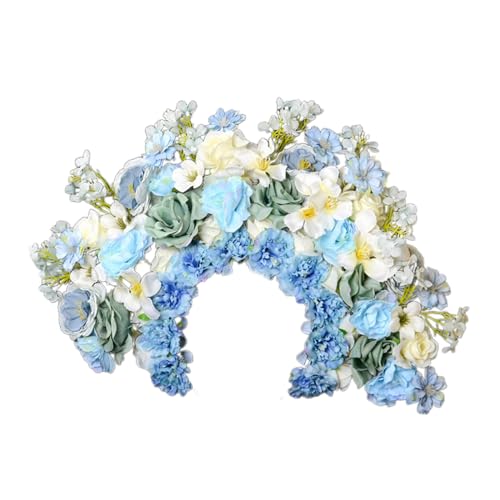Buntes Blumen-Stirnband, doppelseitiger Haarkranz, Hochzeit, Party, Kostüm, Kopfschmuck für Braut, Damen, Haarschmuck, Blumen-Haarschmuck von Saddgo