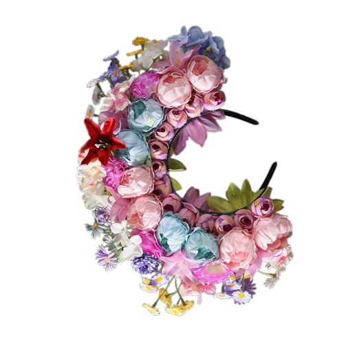 Ethnisches Braut-Stirnband, Haarkranz, Blumen, Hochzeit, Blumen-Stirnband, Strandhaarband, Haarschmuck, Seidenblumen-Kopfschmuck von Saddgo