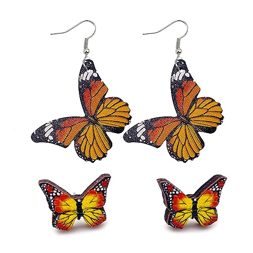 Saddgo 2 Paar elegante Schmetterlings-Ohrstecker aus Leder für Frauen 2023 Trend Bohemian Party Schmuck Zubehör von Saddgo