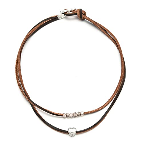 Saddgo Bohemian-Doppelschicht-Schlüsselbein-Kette, europäische und amerikanische Legierung, Perlen, Lederhalsband, minimalistische Strand-Halskette von Saddgo